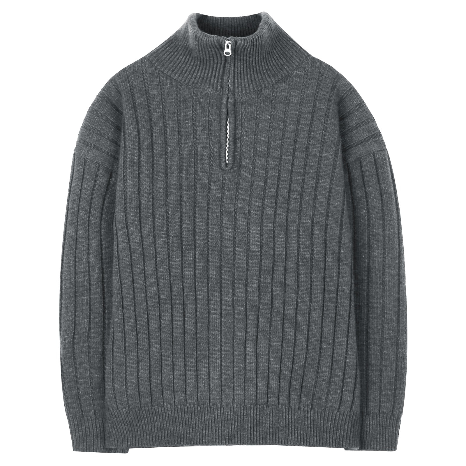 V177 soft wool half zip up (gray)